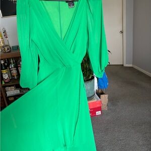 Elegant Green Wrap Dress